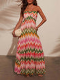 Aurohaya Unique Wave Print Suspender Maxi Dress Multicolor