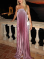 Aurohaya Exquisite Pleated Tube Top Irregular Hem Maxi Dress Purple