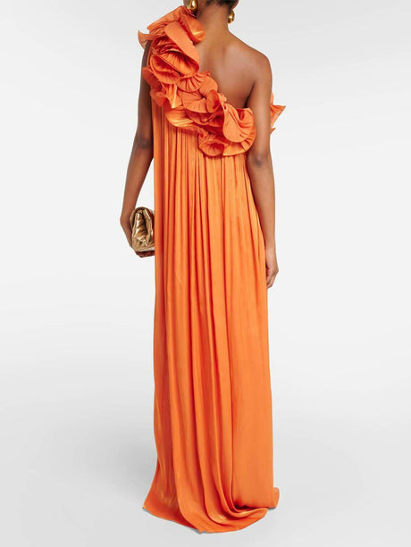 Aurohaya Romantic Moment Unique One Shoulder Applique Ruffle Pleated Dress