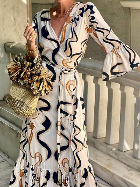 Aurohaya Elegant Ethnic Print Slim-Fit Halter Neck Maxi Dress