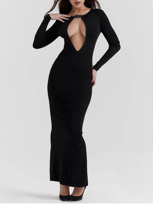 Aurohaya Sexy And Fashionable Hollow Slit Maxi Dress
