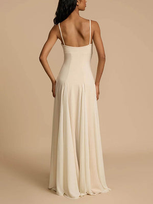Aurohaya Elegant Patchwork Sling Long Swing Holiday Maxi Dress
