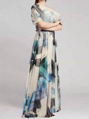Aurohaya Bohemian Holiday Style Strappy Lolita Skirt Print Dress