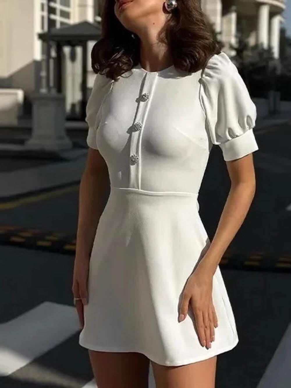Aurohaya Sweet Lace Trim With A-Line Mini Dress
