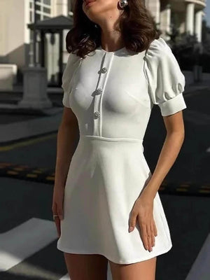 Aurohaya Sweet Lace Trim With A-Line Mini Dress