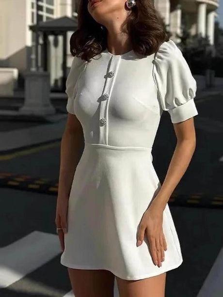 Aurohaya Sweet Lace Trim With A-Line Mini Dress
