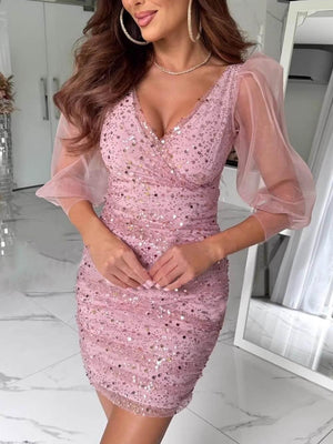 Aurohaya Exquisite And Sexy Sequin Casual Party Dress