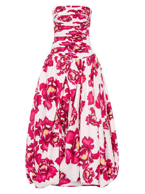 Aurohaya Elegance Perfect Moment Floral Off Shoulder Ruched Bodice Drape Bubble Hem Maxi Dress