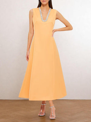 Aurohaya Sophisticated Sequin Embellished Maxi Dress Yellow