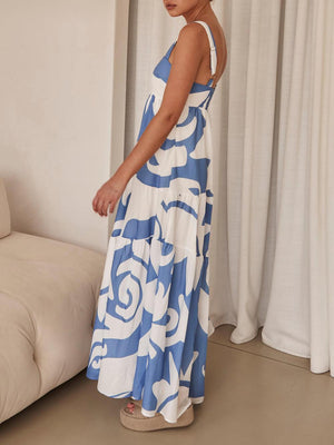 Aurohaya Bohemian Geometric Print Maxi Dress