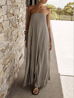 Aurohaya Diamond Print Bohemian Maxi Dress