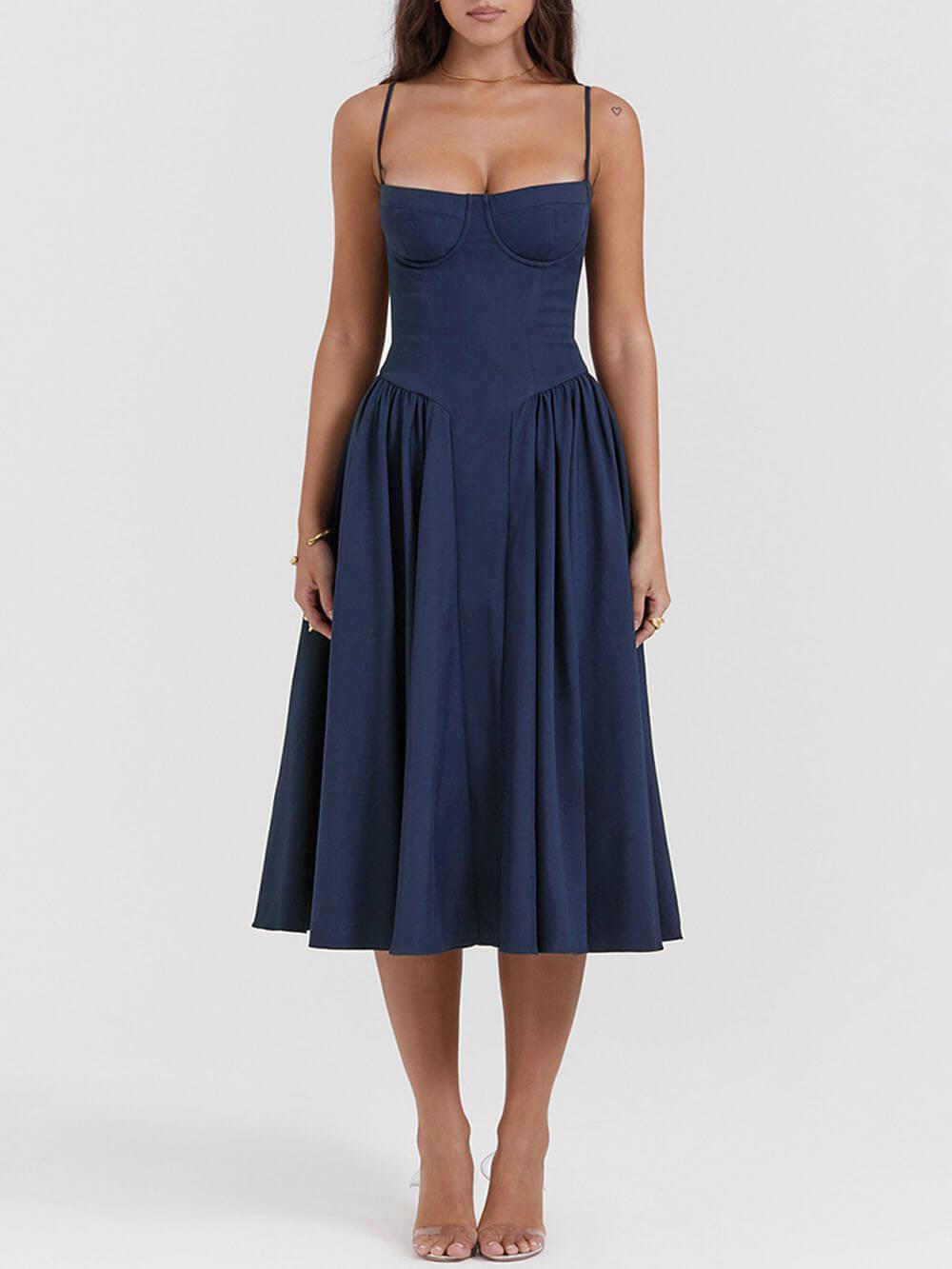 Aurohaya V-Neck Strapless Midi Dress