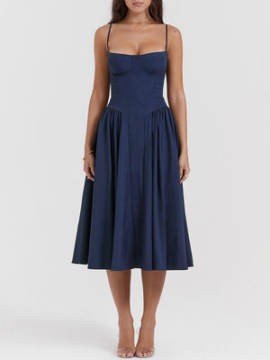 Aurohaya V-Neck Strapless Midi Dress