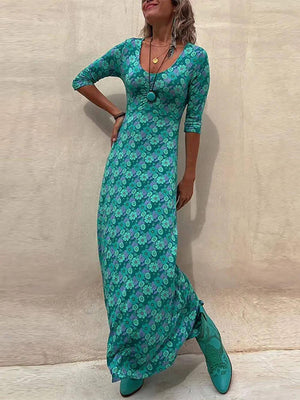 Aurohaya Floral Print Midi Dress