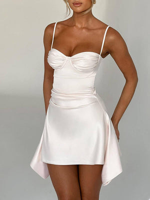 Aurohaya Irregular Strap Mini Dress Ivory