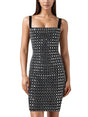 Aurohaya Rhinestone Slim Sling Mini Dress Black