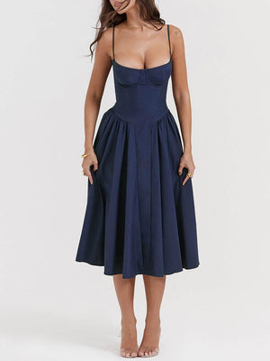 Aurohaya V-Neck Strapless Midi Dress