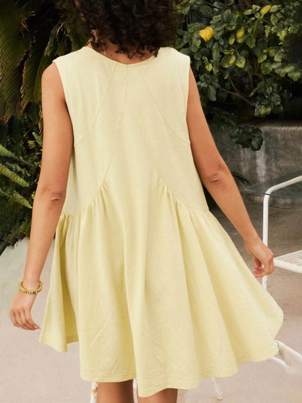Aurohaya Deep V Wide Strap Mini Tank Dress