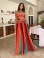 Aurohaya Fashion Sexy Gradient Print Hollow Party Maxi Dress Multi