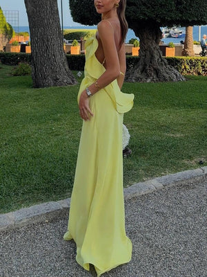 Aurohaya Playful Curled Hem Slim Fit Maxi Dress