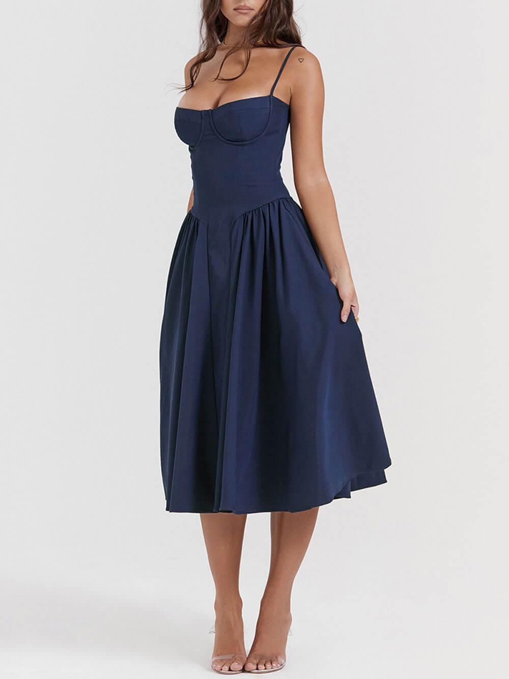 Aurohaya V-Neck Strapless Midi Dress