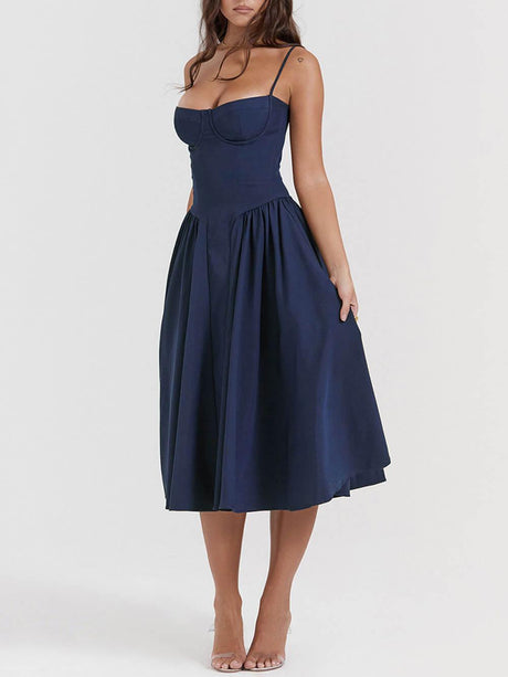 Aurohaya V-Neck Strapless Midi Dress
