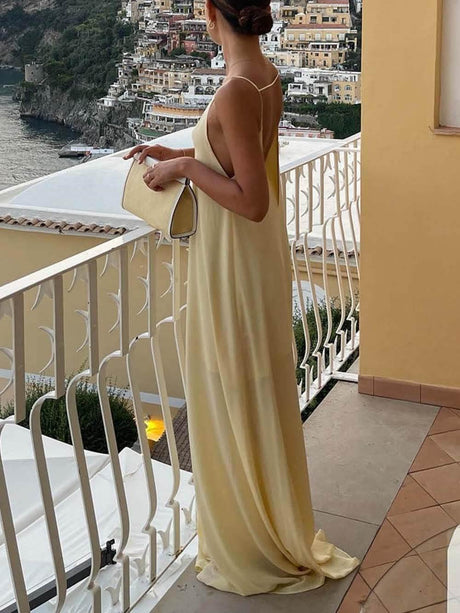 Aurohaya Elegant Hollow Backless Maxi Dress