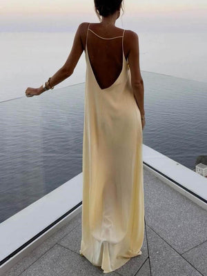 Aurohaya Elegant Hollow Backless Maxi Dress