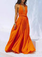 Aurohaya Large Swing Backless Strap Dress Orange F