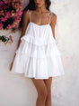 Aurohaya Multi-layer Ruffled Backless Slip Dress White