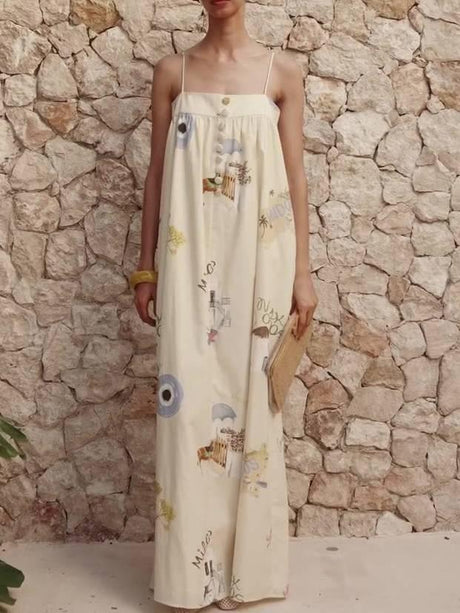 Aurohaya Sling Printed Maxi Dress