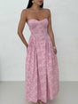 Aurohaya Romantic Embroidered Sweetheart Neck Spaghetti Strap Maxi Dress Pink