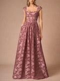 Elegant Drape Neck Floral A-Line Maxi Dress