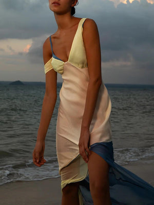 Aurohaya Elegant Thames Patchwork Maxi Dress