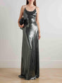 Aurohaya Elegant Sequined Mesh Gown Maxi Dress Dark Green