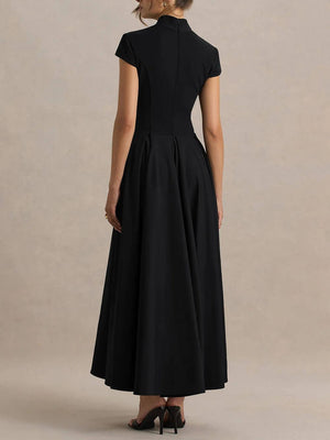 Aurohaya Elegant Asymmetrical Neckline Maxi Dress