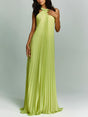 Aurohaya Exquisite Pleated Backless Party Dress Green