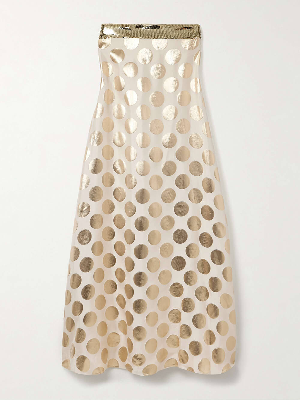 Elegant Off-Shoulder Sequin Metallic Polka Dot Maxi Dress