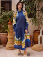 Aurohaya Casual Tie-dye Print Shirt Maxi Dress Blue