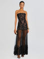 Aurohaya Sexy Strapless Lace Maxi Dress Black