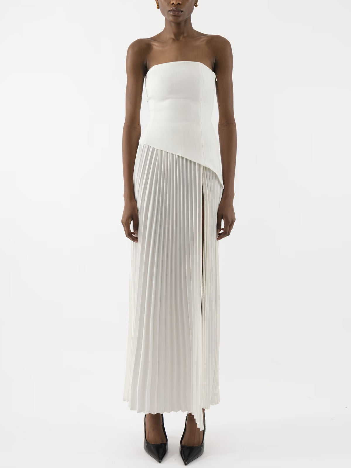 Elegant Wrap Neckline Pleated High Slit Maxi Dress