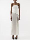 Elegant Wrap Neckline Pleated High Slit Maxi Dress