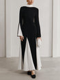 Aurohaya Elegant Insert Contrast Party Maxi Dress Black