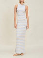 Aurohaya Exquisite Asymmetric Open Back Knitted Maxi Dress Blue