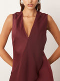 Elegant Contrast Panel Sleeveless Maxi Dress