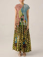 Aurohaya Retro Pleated Print Maxi Dress Multi