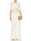 Elegant V-neck Pleated Maxi Dress
