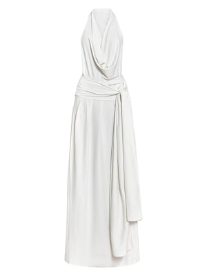 Aurohaya Elegant Scarf Neck Low Back Maxi Dress