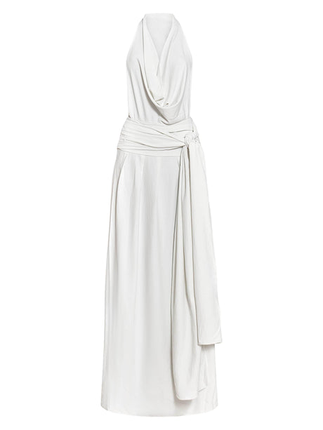 Aurohaya Elegant Scarf Neck Low Back Maxi Dress