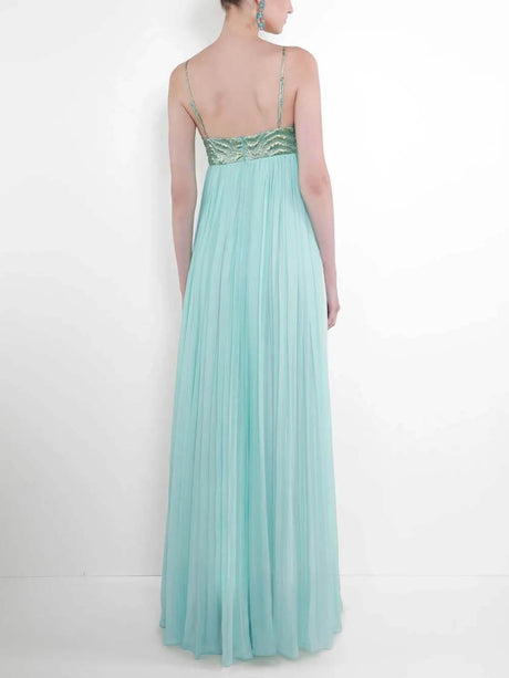 Aurohaya Elegant Ruched Twist-Detail Spaghetti Strap Maxi Dress